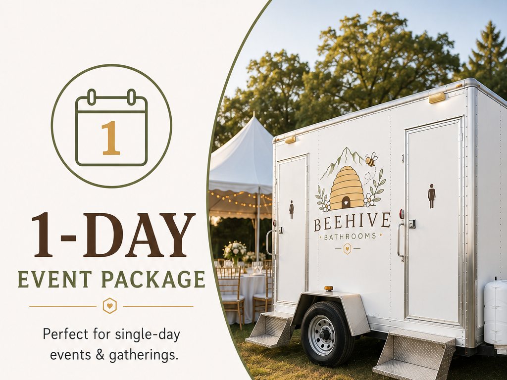 1-Day Event Package: Beehive restroom trailer
