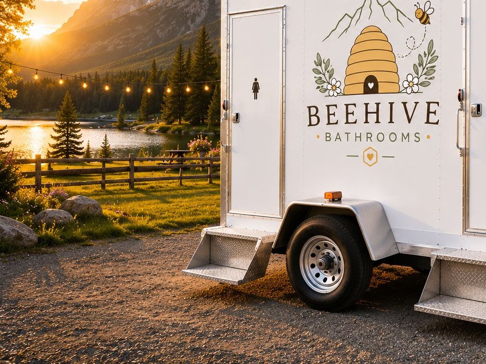Custom Rental Package: Beehive restroom trailer